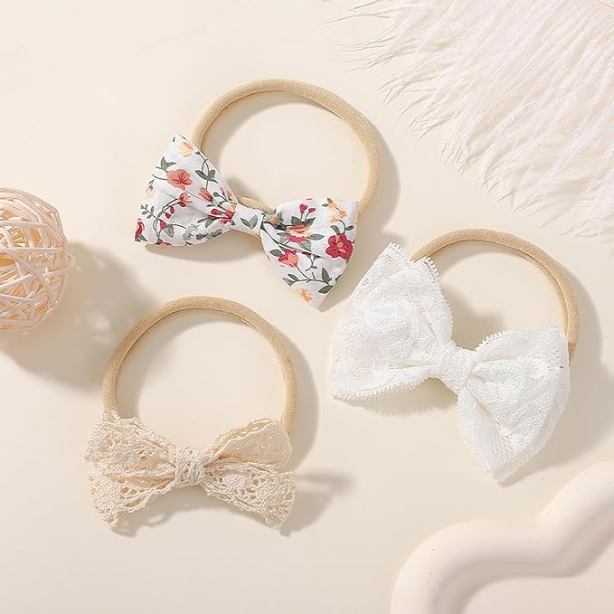 doboi 20PCS Baby Girls Hair Bows Headbands Soft Nylon Hairbands Elastic Hair Accessories for Newborns Infants Toddlers and Kids