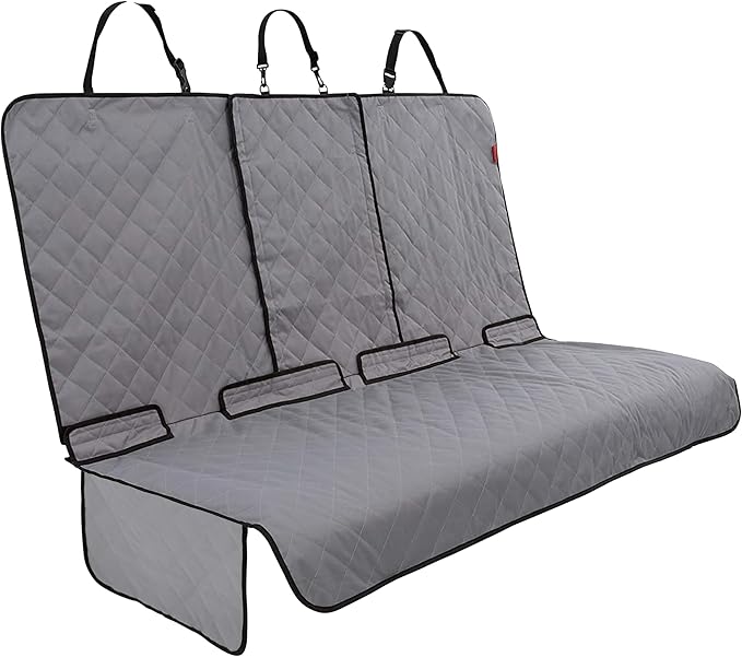 Lusso Gear Car Seat Cover & Protector for Dogs - Non-Slip Waterproof Seat Covers for Trucks & Cars - Universal Fit Dog Backseat Protector - Machine-Washable Pet Travel Accessories - Gray, Large