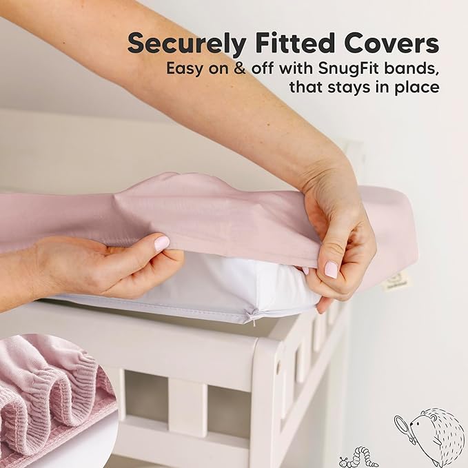 2-Pack Baby Changing Pad Cover for Girl, Boy - 32x16 Soft Viscose Derived from Bamboo Baby Diaper Changing Table Pad Cover Sheets, Neutral, Snug Fit Nursery Diaper Change Sheets (Pastel)