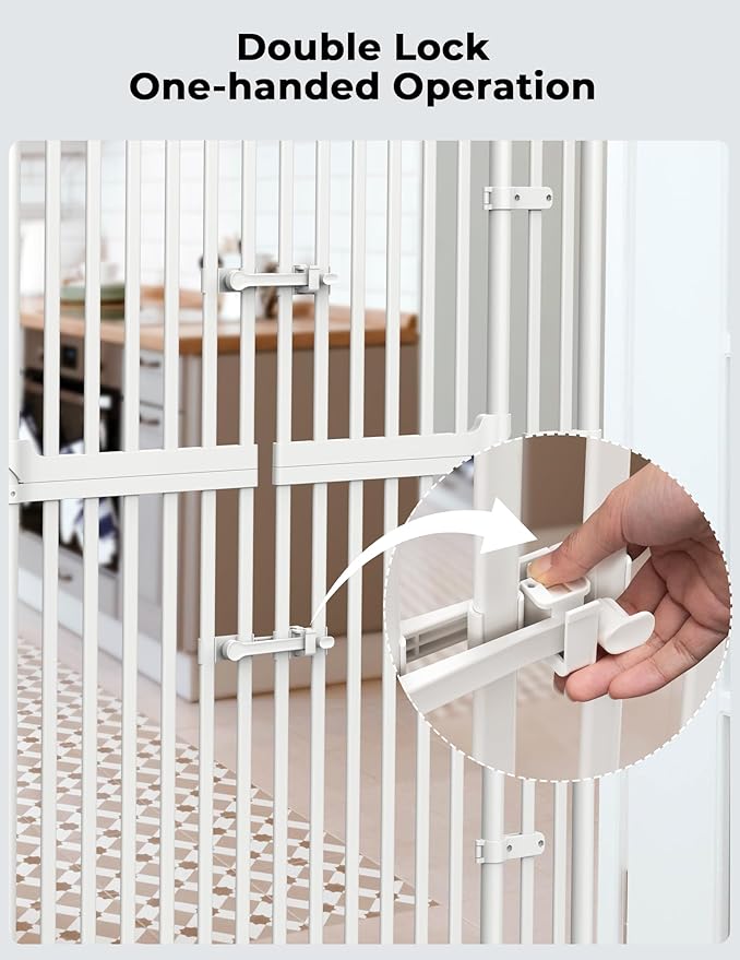 Extra Tall Cate Gate for Doorway: Pressure Mount 74.8"-90.5" Tall Cat Gate for Pets in Extra 30.3"-47.2" Width No Wall Drilling No Toddler for Indoor Stairs Hallway Room Safety Barrier