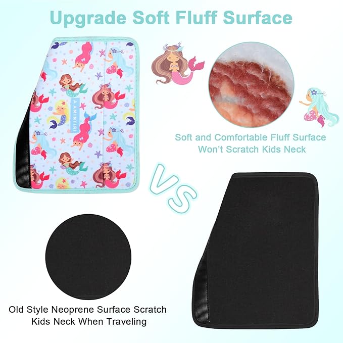 Seat Strap Shoulder Pads for Kids, Seat Belt Cover for Children, Soft Furry Seat Belt Cushion for Travel, Cartoon Car Seat Belt Pad Cover for Boys and Girls.