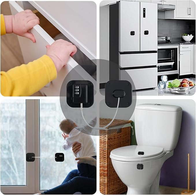 Fridge Lock Refrigerator Freezer Childproof Locks for Cabinets and Drawers Easy Install No Keys Needed Combo Lock Multifunctional Child Safety Cabinet Locks
