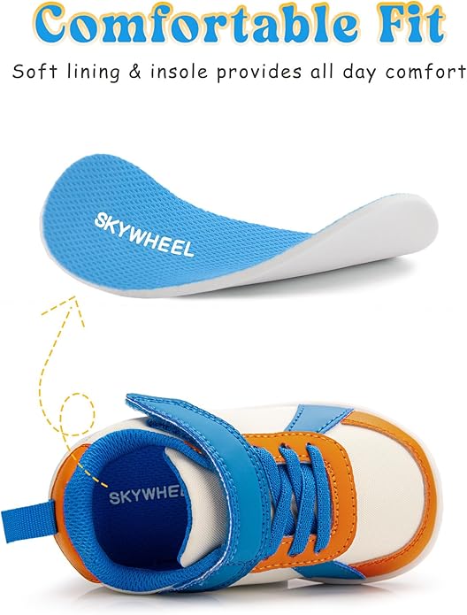 SKYWHEEL Toddler Wide Toe Box Barefoot Shoes Boys Sneakers Kids Tennis Shoes Comfort Lightweight Zero Drop Walking Shoe for Indoor/Outdoor Play