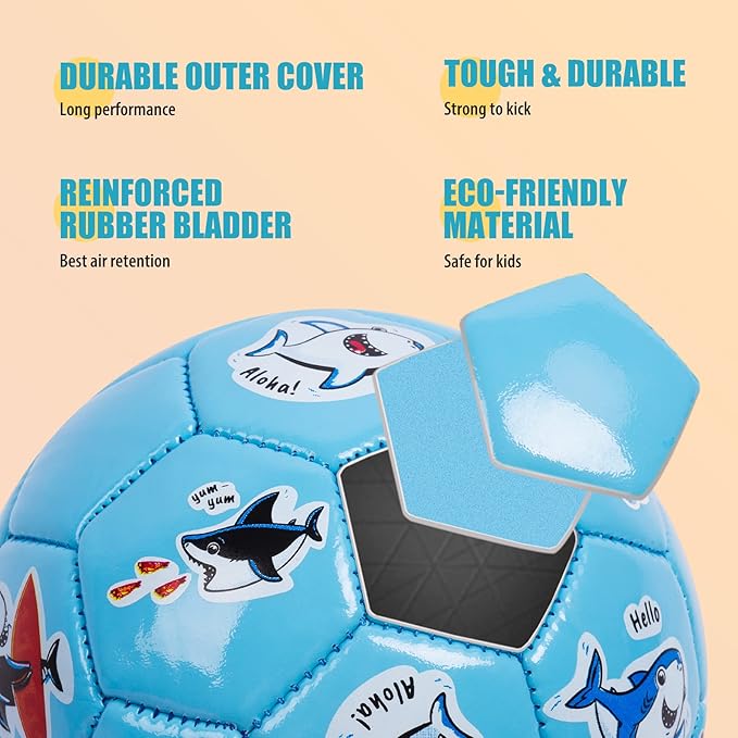 Toddler Soccer Ball Size 2 - Small Soft Kids Ball 2 Pack for Ages 1-3 3-5 - Cartoon Sports Toy Boys Girls - Soccer Gift for Indoor Outdoor Games - Birthday/First/Valentine Gift for Toddlers Kids