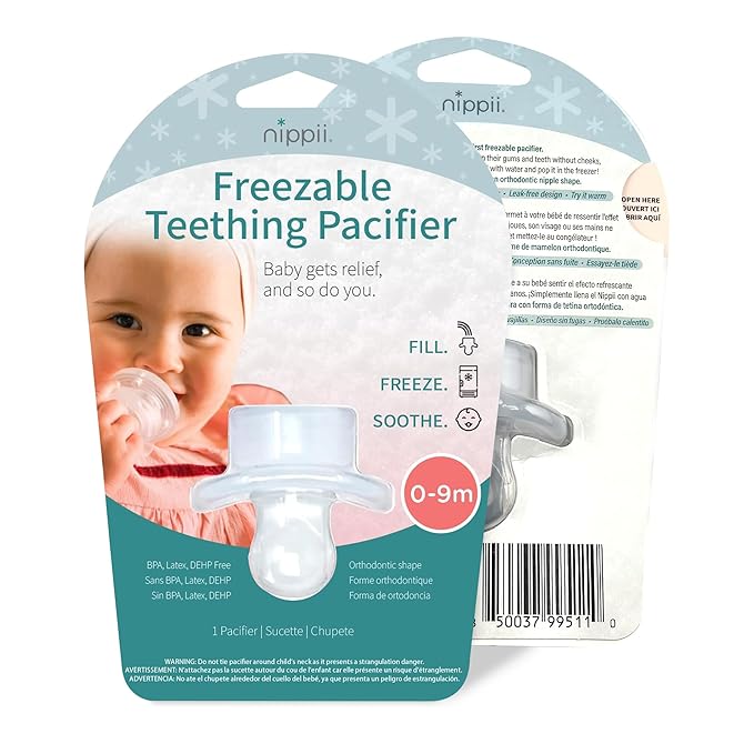 Freezable Orthodontic Pacifier for Teething - Orthodontic Design Teething Pacifier for Baby Teething Relief - Medical Grade Silicone Pacifier