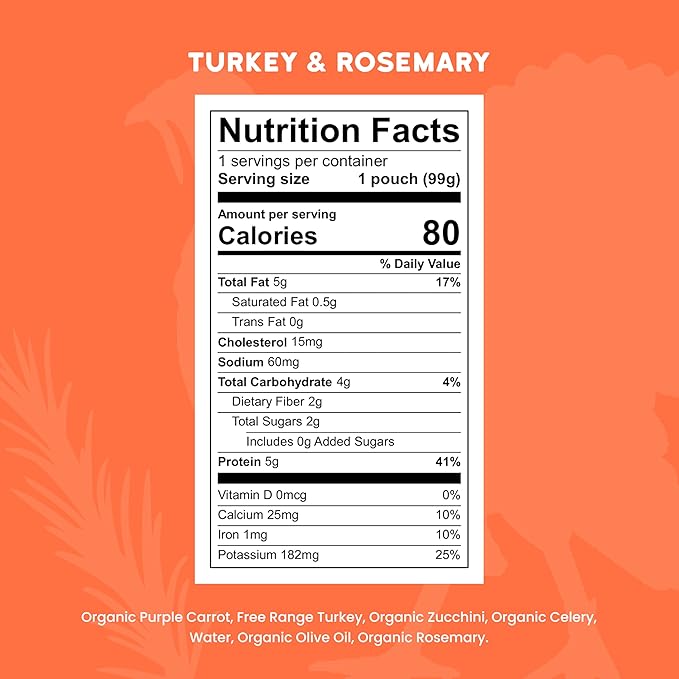 Serenity Kids 6+ Month Baby Food Puree Pouch - 3.5 Oz, Pack of 6, Turkey & Rosemary - Organic Zucchini & Carrot Pouch - No Added Sugar Turkey Meat Puree for Baby Snacks