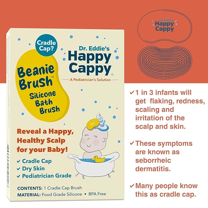 Happy Cappy Medicated and Daily Shampoo and Beanie Brush Bundle - Baby Dandruff Shampoo, Cradle Cap Brush for Babies, Toddlers, Helps Cradle Cap and Seborrheic Dermatitis, Fragrance-Free - 3 Pieces