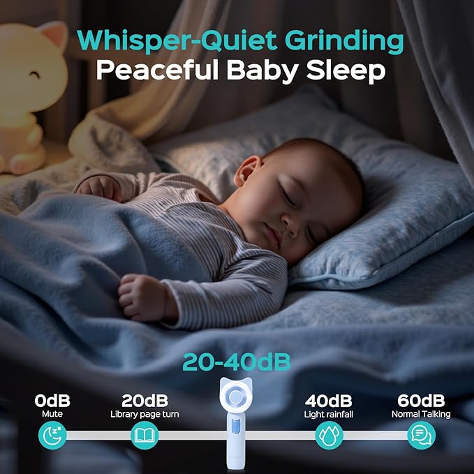 COSLUS C50 Baby Nail File, Baby Nail Trimmer Electric, Baby Nail Clipper - Gentle, Quiet with 360° Light, Safe for Sleep Time Grinding, 16-in-1 Kit for Newborn, Infant & Toddler, Sky Blue