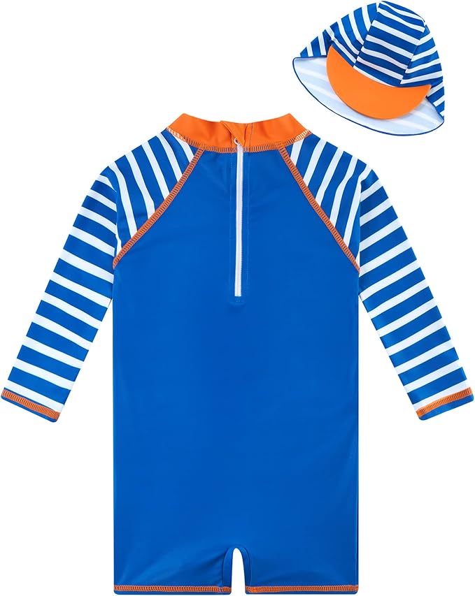 ADUKIDE Baby Boys Swimsuit Summer Beach Rash Guard Swimwear One Piece Sunsuit with Sun Hat 3-24 Months