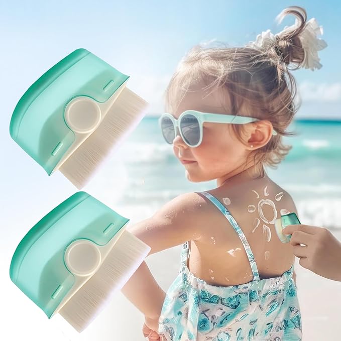2 Pack Sunscreen Applicator for Kids, Sunscreen Brush Sunblock Brush Sun Lotion Applicator Makeup Brushes with Protective Caps