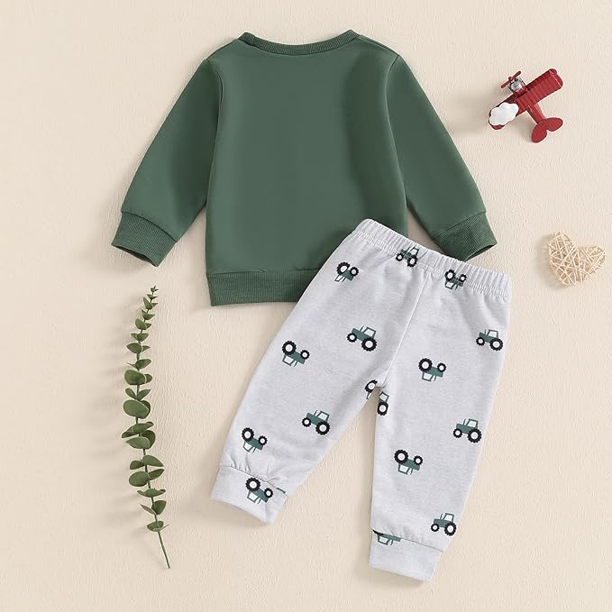 Baby Boy Fall Clothes Set Long Sleeve Letter Print Sweatshirt Pants Toddler Infant Outfits 6 12 18 24 Months 2T