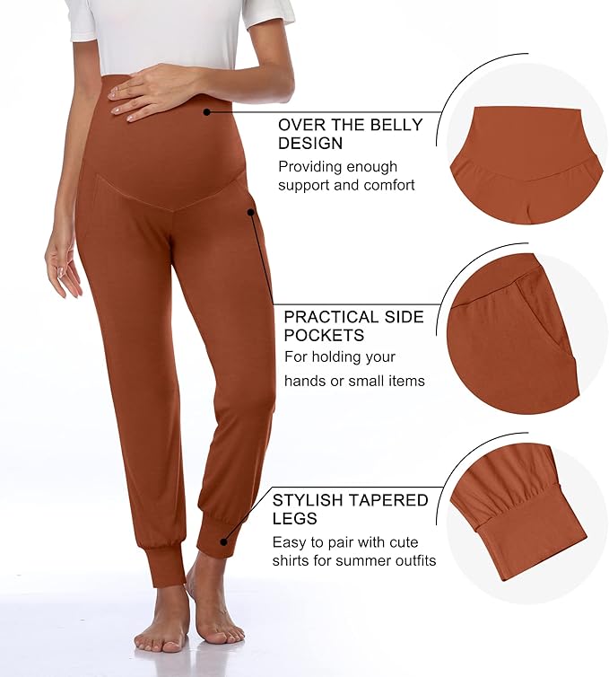 AMPOSH Women's Maternity Pants Stretchy Lounge Workout Sweatpants Casual Loose Comfy Pregnancy Joggers with Pockets