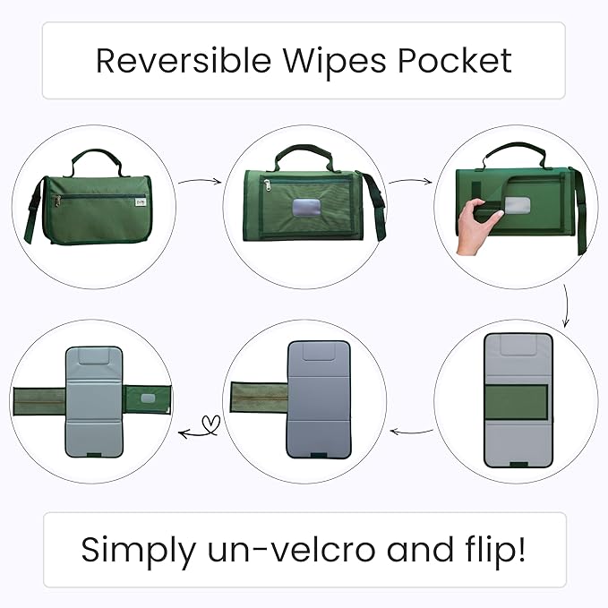 Portable Diaper Changing Pad - Compact Foldable Waterproof Travel Baby Changing Mat, Lightweight On-The-Go Diaper Clutch with Built-in Cushion & Wipe-Clean Surface