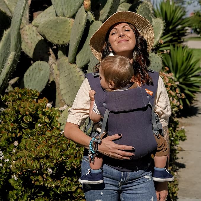 Beco Baby Carrier Gemini Newborn to Toddler - Front, Back and Hip Seat Carrier, Baby Carrier Backpack & Baby Front Carrier with Adjustable Seat, Ergonomic Baby Holder Carrier 7-35lbs (Blue Linen)