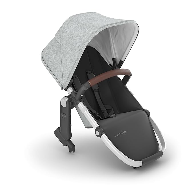 UPPAbaby RumbleSeat V2+ Second Lower Seat/Compatible with Vista V2 and Vista V3 / Adapters, Bumper Bar, Bug Shield Included/Stella (Grey Brushed Mélange/Silver Frame/Chestnut Leather)