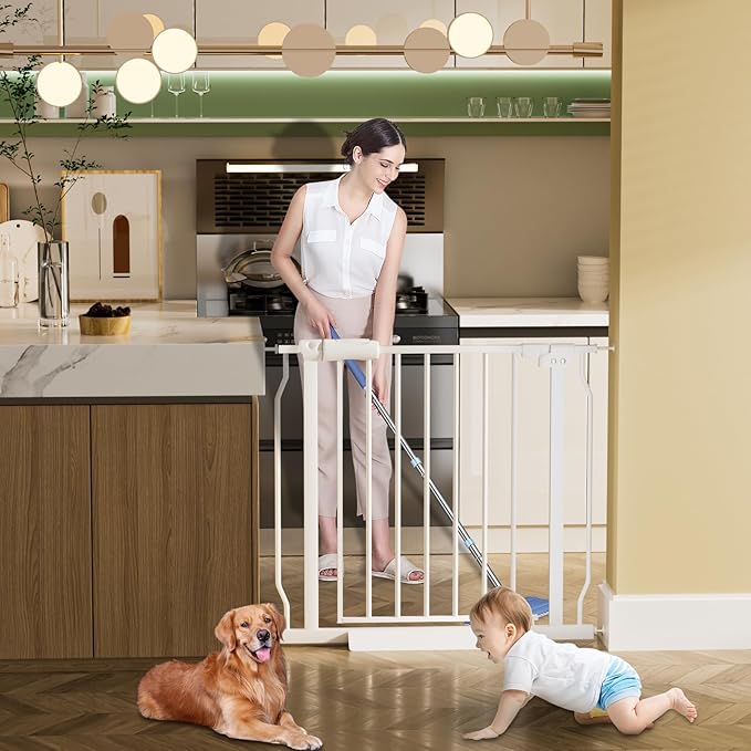 HOOEN Wide Baby Gates for Doorway Stairs Indoor Child Gate for Kid or Pet Dogs Walk Through Pressure Mounted Baby Gate 43.5-48 Inch Wide