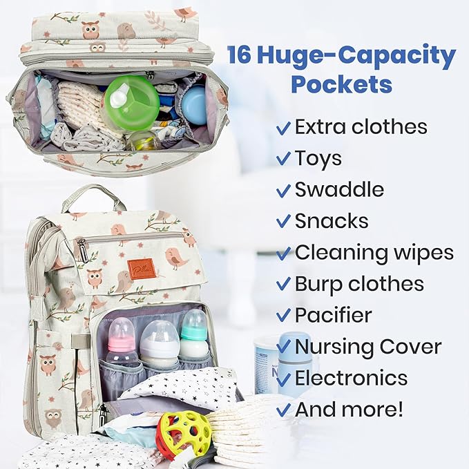 PILLANI Baby Diaper Bag Backpack - Large Bag for Boys & Girls, Waterproof Diaper Backpack - Travel Diaper Bags w/Changing Pad, Baby Registry Search & Shower Gifts - Essentials Must Haves Newborn Stuff