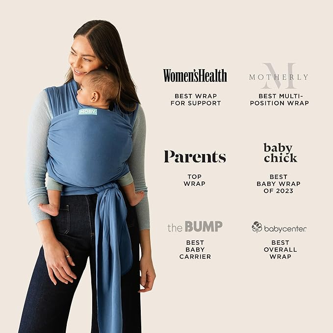 Moby Baby Wrap Carrier Classic for Newborns to Toddlers (8-33lbs), Infant Sling Carrier, Lightweight & Hands Free Design, Adjustable for All Body Types (Ocean)