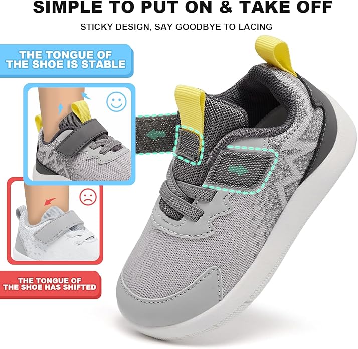MORENDL Wide Toddler Shoes Baby Walking Shoes Boys & Girls Barefoot Sneakers Zero Drop Comfort Tennis Running Outdoor Activities