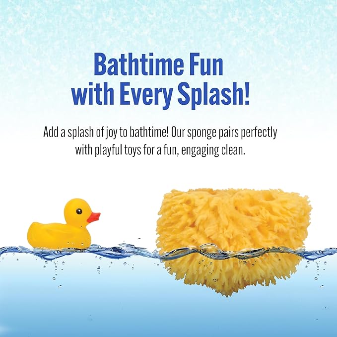 Baby Buddy Baby Bath 4in Yellow Sea Sponge, Absorbent Natural Sea Sponge, Soft on Tender Skin, Biodegradable, Hypoallergenic, Bath Accessories for Bathing, 1 Pack