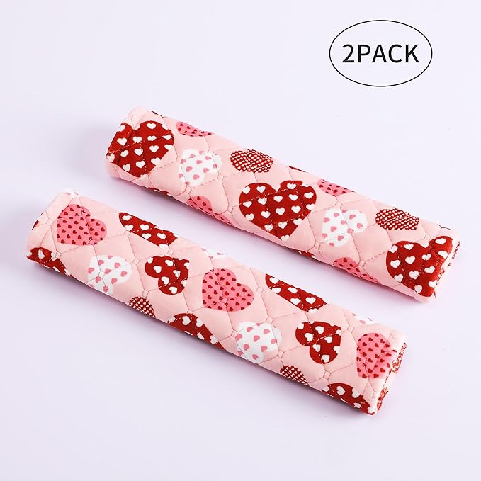Amooca Soft Auto Seat Belt Cover Seatbelt Shoulder Pad Cushions 2 PCS for a More Comfortable Driving Universal Fit for All Cars and Backpack Cute Pink Heart