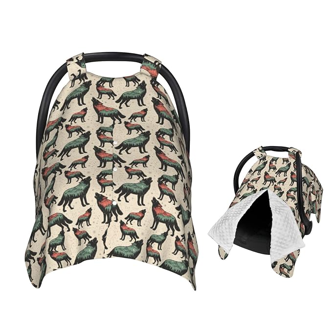 Wolf with Mountain Baby Car Seat Canopy Nursing Cover for Newborn Car Seat Breastfeeding Covers Blanket Newborn Shower Gift