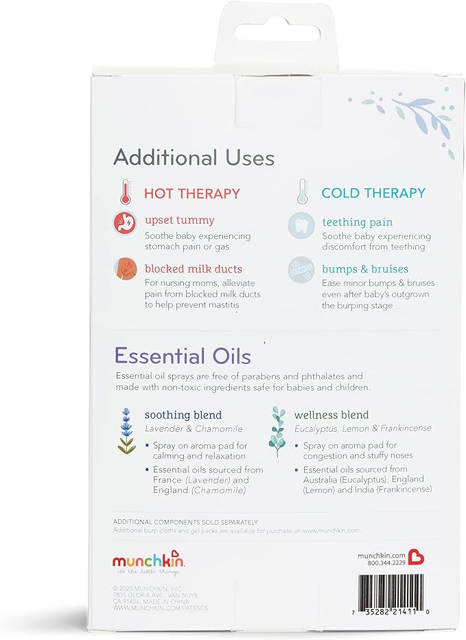 Munchkin® Theraburpee with Essential Oils: Colic & Fever Rescue Kit + with Hot & Cold Therapy Burp Cloths & Aromatherapy
