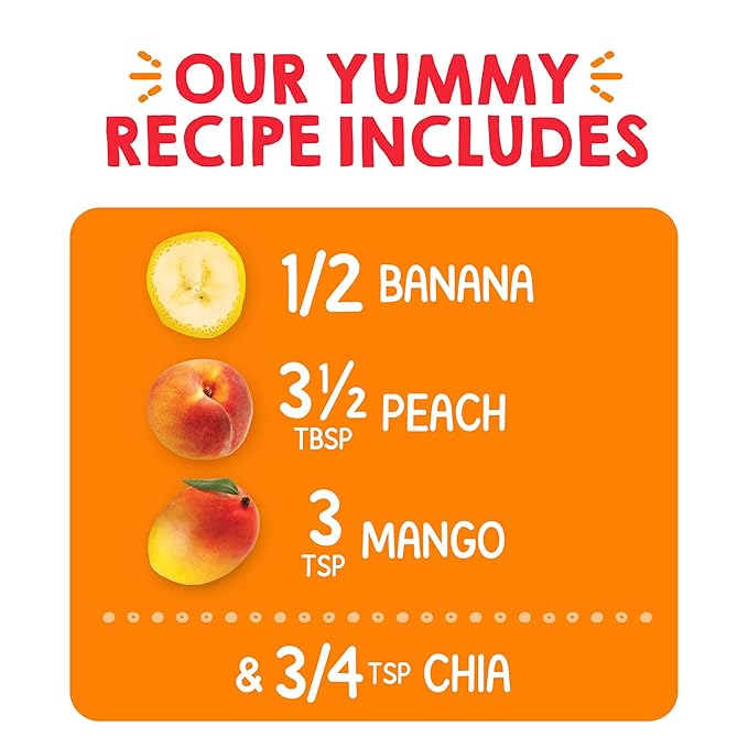 HAPPYTOT Organics Stage 4 Baby Food Pouches, Gluten Free, Vegan Snack, SuperFoods Fruit & Veggie Puree, Bananas, Peaches, Mangos & Chia, 4.22 Ounce (Pack of 16)