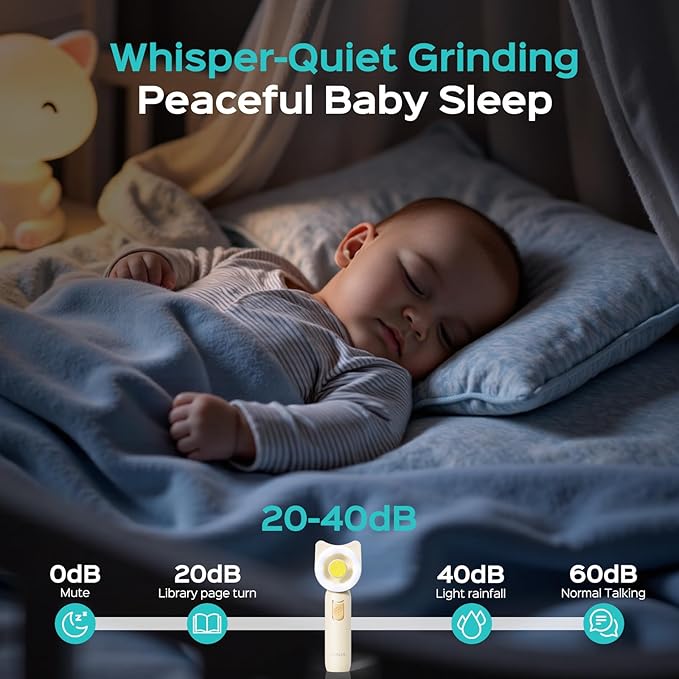 COSLUS C50 Baby Nail File, Baby Nail Trimmer Electric, Baby Nail Clipper - Gentle, Quiet with 360° Light, Safe for Sleep Time Grinding, 16-in-1 Kit for Newborn, Infant & Toddler, Lemon Yellow