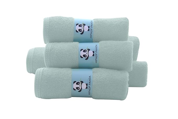 HIPHOP PANDA Baby Washcloths, Rayon Made from Bamboo - 2 Layer Ultra Soft Absorbent Newborn Bath Face Towel - Reusable Baby Wipes for Delicate Skin - Green, 12 Pack