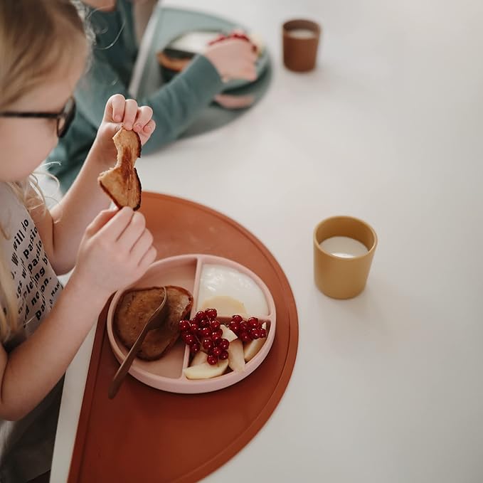 mushie Silicone Suction Plate | BPA-Free Non-Slip Design (Blush)