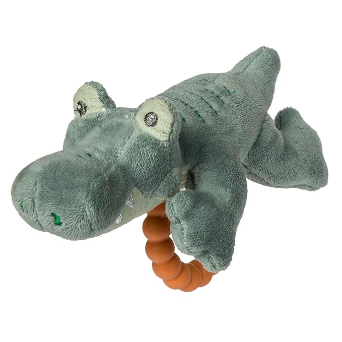Mary Meyer Soft Baby Rattle with Soothing Teether Ring, 6-Inches, Afrique Alligator