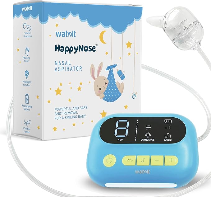 The ‘HappyNose’ Nasal Aspirator with 3X Greater Suction for Baby Toddler Kids & Adults - Rechargeable Snot Booger Mucus Vacuum Device - Nose Sucker Machine