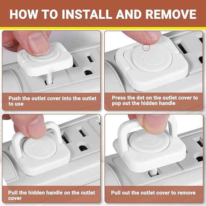 Outlet Covers Baby Proofing, 40 Pack Child Proof Plug Socket Covers Electric Plug Protectors Safety Caps to Prevent Power Shock, for US 3-Prong, Gray & White