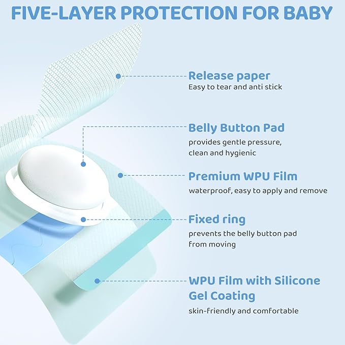 Baby Belly Navel Patches, Waterproof Cotton Pads for Baby Belly Button Hernia, Infant Umbilical Hernia Patch, Belly Button Patch for Baby Newborn, 10×10cm, 10 Pcs
