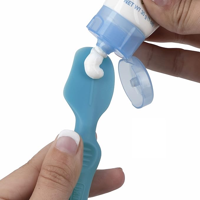 Dr. Talbot's Diaper Cream Brush for Babies - Diaper Rash Cream Applicator with Suction Base and Hygienic Case - Full Size - Aqua Blue,(Pack of 2)