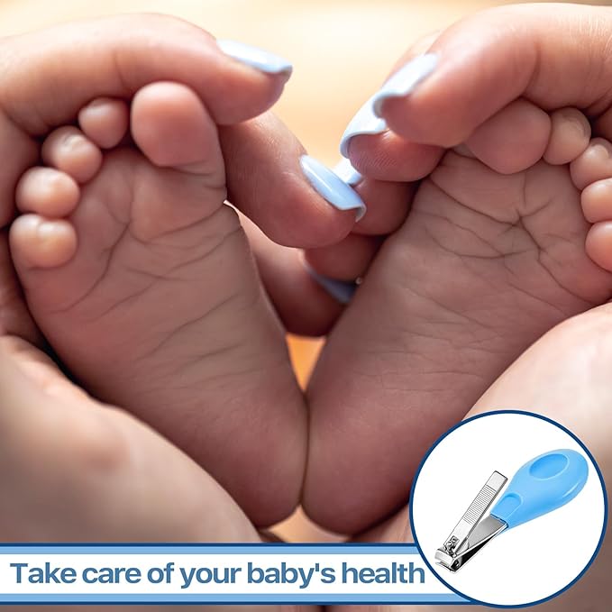 12 Pcs Baby Nail Clippers Bulk Blue Fold Up Stainless Steel Finger Trimmer Cutter for Newborn Infant, Home Travel Nursery(Blue)