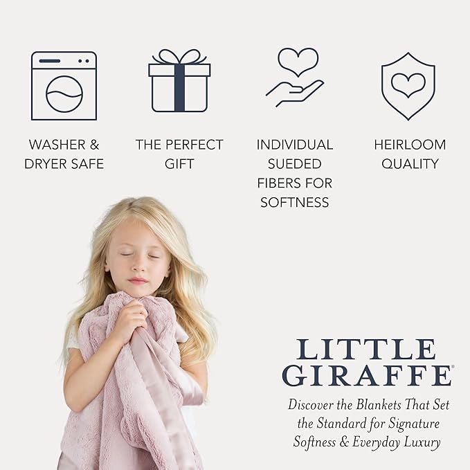 Little Giraffe Luxe Baby Blanket – 29x35” Satin Trim, Dusty Pink | Ultra-Soft, Hypoallergenic Stroller & Nursery Blanket | Perfect for Newborns & Toddlers