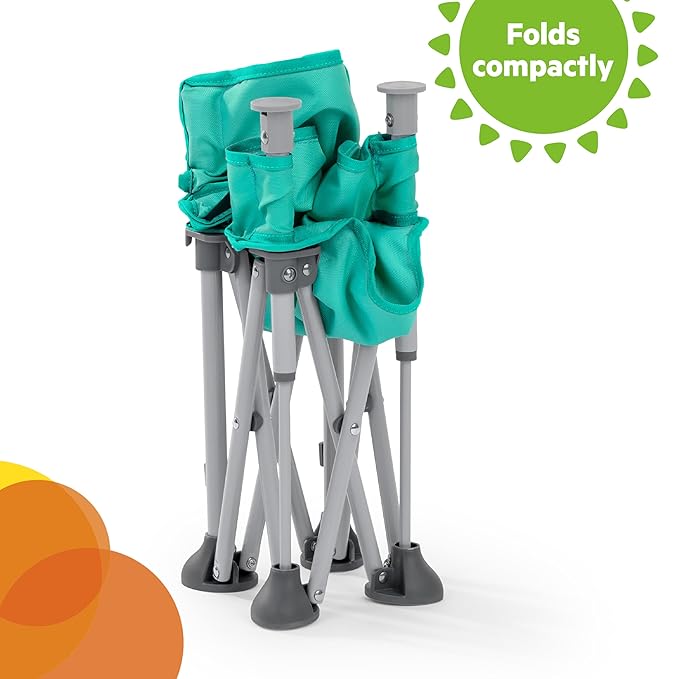 Bright Starts Pop 'N Sit Portable Booster, Indoor/Outdoor Use, Floor Seat with Feeding Tray, Teal, 6 Mos - 3 Yrs (Pack of 2)