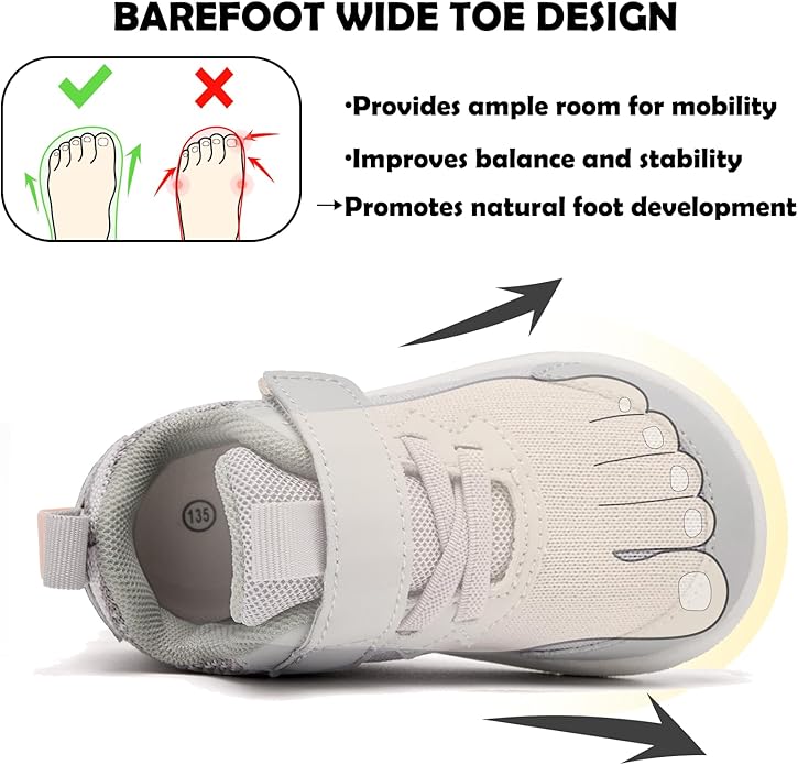 MORENDL Wide Toddler Shoes Baby Walking Shoes Boys & Girls Barefoot Sneakers Zero Drop Comfort Tennis Running Outdoor Activities