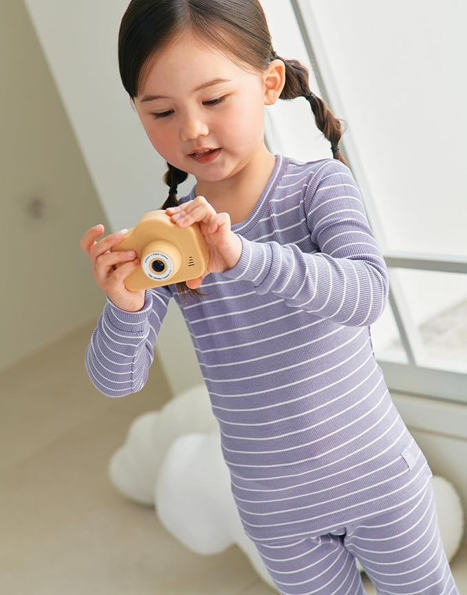 moimoln Stripe Pajamas Set 12M-8Y Ribbed Unisex Baby & Toddler, Soft Viscose, Snug-Fit, Everyday Sleepwear
