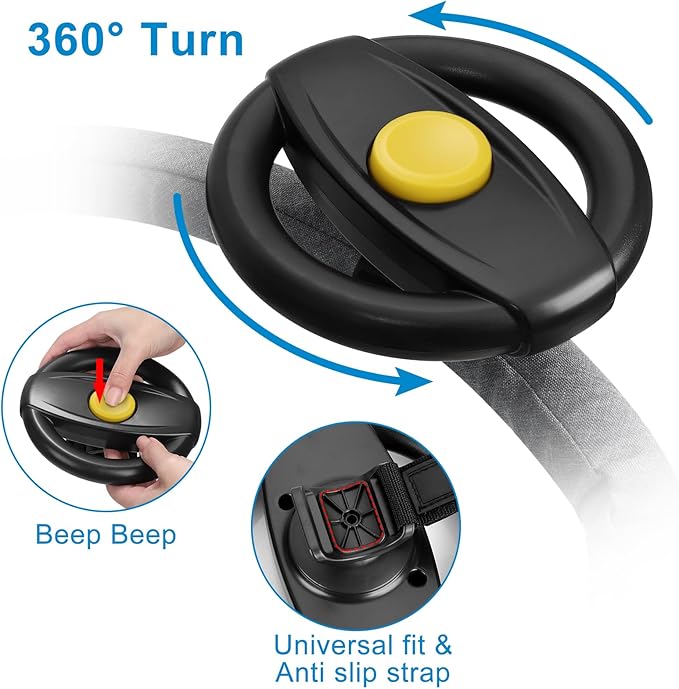 Accmor Stroller Steering Wheel Toy, Pretend Driving Simulated Steering Wheel for Stroller Shopping Carts Universal Detachable Funny Toy Attachment Accessories