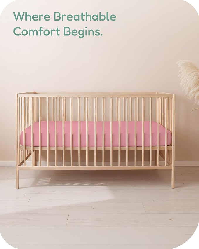 Crib Sheets 2 Pack, Fitted Crib Sheet for Standard Crib Mattress 28x52x9, Ultra Soft Jersey Knit, Breathable Stretchy Deep Pocket, Snug Fit Stays Put, Baby Crib Mattress Sheet