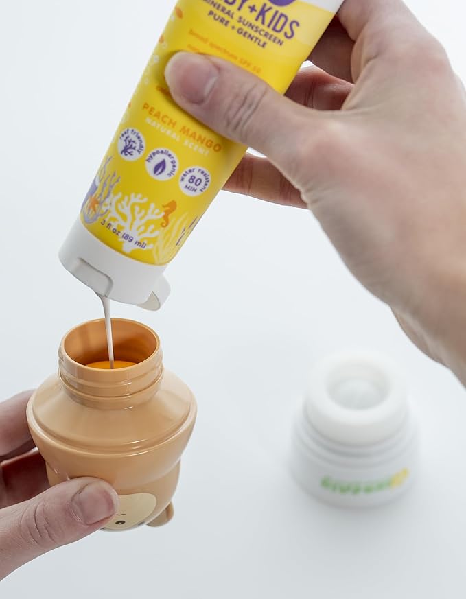 Sun-Easy Sunscreen Applicator, Refillable Roll-On with Sponge for Kids and Babies, Fun, Fast and Mess-Free application, Holds 80 ml, Fish/Blue Cap
