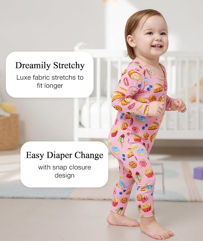 Baby Boy and Girl Romper Long Sleeve Jumpsuit One-Piece Footless Pajamas, Viscose Made from Bamboo