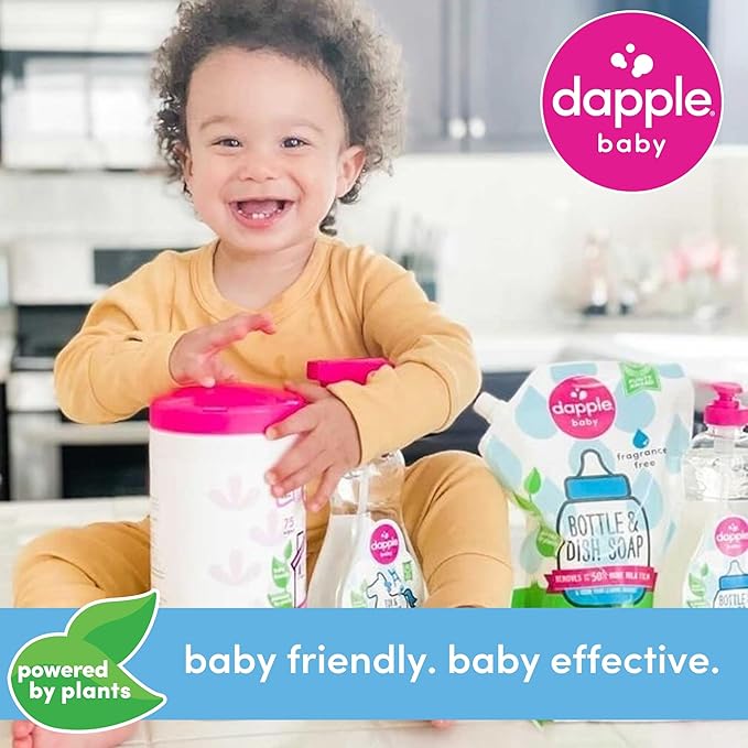 Dapple Pacifier Wipes, for Baby and Toddlers, Diaper Bag Essentials, Fragrance Free 40 Ct, Pack of 3