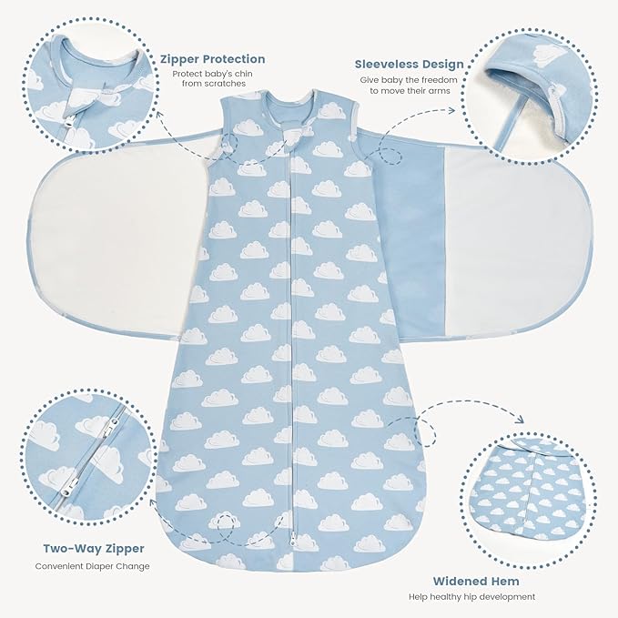 ZIGJOY Baby Swaddle Sleep Sack, 1.0 TOG Sleep Sack Swaddles for Newborns & infant 6-12 Months 100% Cotton Baby Wearable Blanket for Newborn Registry Essentials