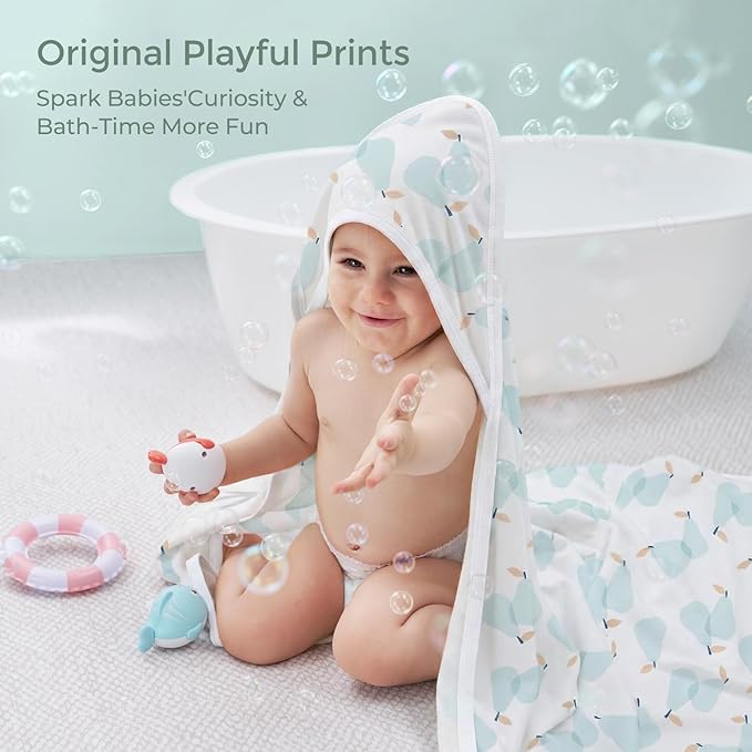 Momcozy Baby Towel with Hooded - Ultra Soft & Absorbent Large Bath Towel Set for Comfort & Gentle on Baby's Skin - Shower Gift & Bath Essential & Baby Registry Search for Newborn,Infant,Toddler,Kids