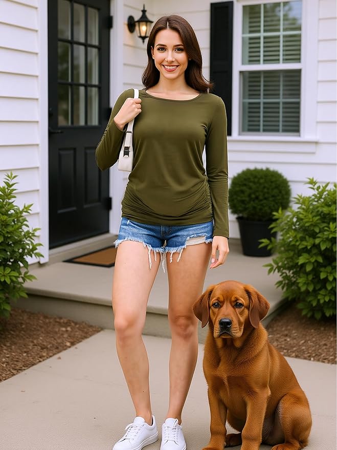 3 Pack Maternity Shirts Long Sleeve Pregnancy Top for Women with Crew Neck Casual Tee Shirts