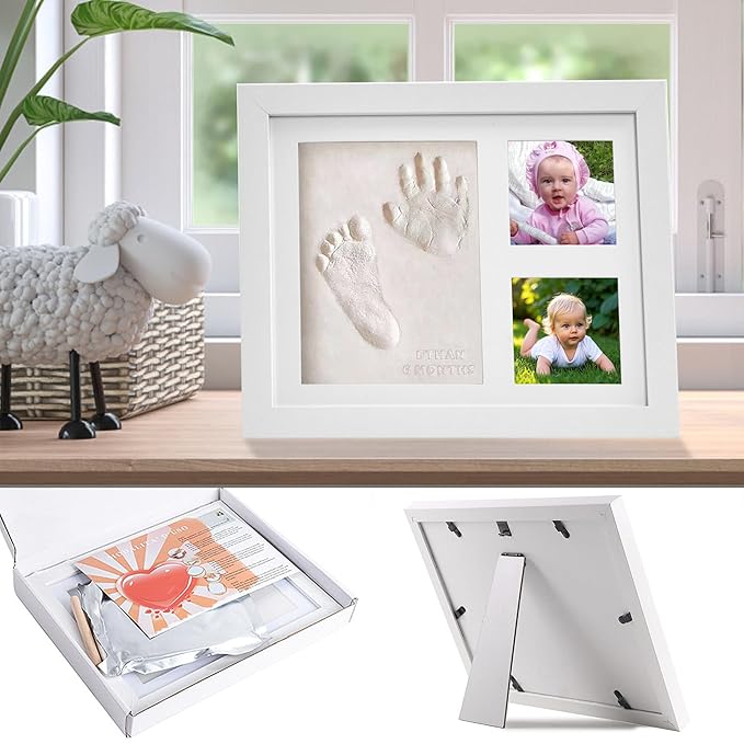 Best Baby Gift Set for Newborn Boys&Girls-Gender Neutral Baby Shower Gifts with Baby Pacifiers,Handprint&Footprint Keepsake Frame,Knitted Blanket,Rattle,Socks&Pacifier Clip–Deluxe Gift Box